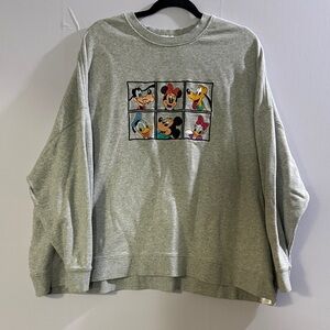 Disney Gray Sweatshirt with Cartoon Characters